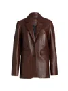 LOEWE WOMEN'S TAILORED LEATHER TWO-BUTTON JACKET