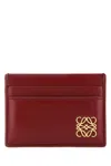 Loewe Anagram Puffer Leather Single Compartment Cardholder In Red