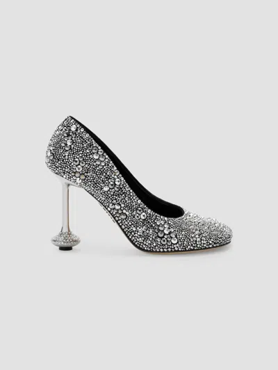 Loewe Toy Embellished Suede Pumps In Silver