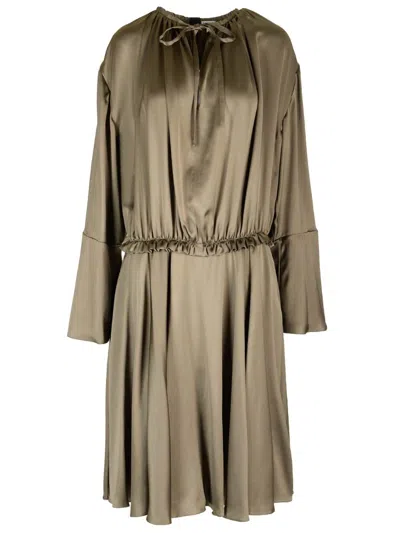 Loewe Ruffled-waist Tunic Dress In Green