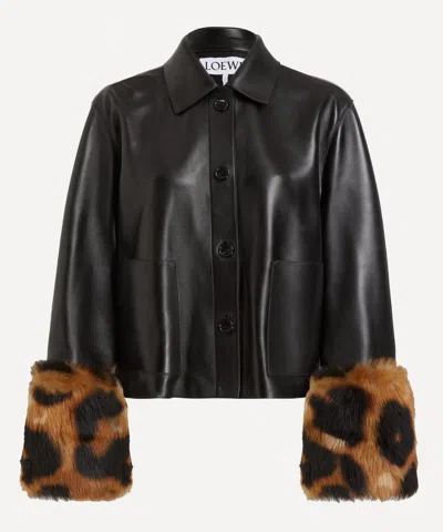 LOEWE LOEWE WOMEN'S TURN-UP NAPPA LEATHER JACKET