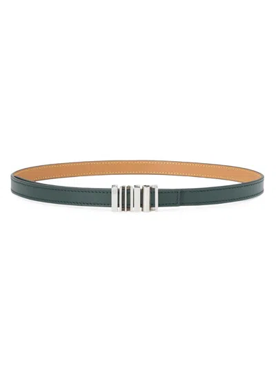 Loewe Women's Vertical Logo Leather Belt In Green