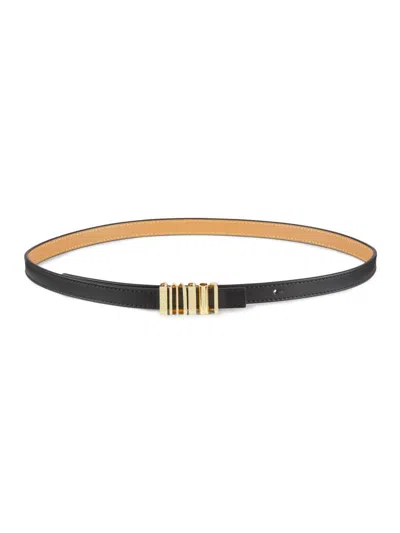 Loewe Women's Vertical Logo Leather Belt In Black