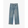 Loewe Womens Washed Denim Faded-wash Crossover-waist Straight-leg Jeans In Washed Denim