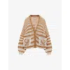 Loewe Anagram Wool-blend Cardigan In White/camel