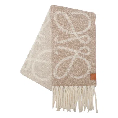 Loewe Women Wool And Alpaca Anagram Scarf In Brown