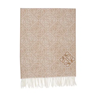 Loewe Women Wool And  Cashmere Scarf In White
