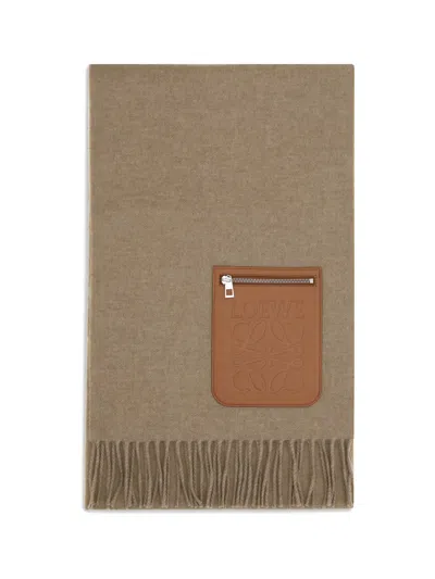 Loewe Women Wool And Cashmere Scarf In Brown