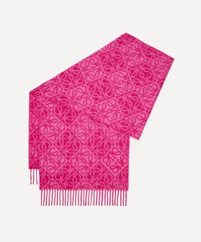 Loewe Wool-cashmere Anagram Scarf In Pink