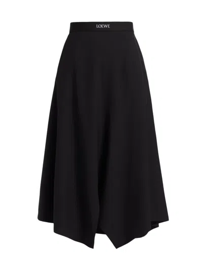 Loewe Asymmetric Midi Skirt In Black
