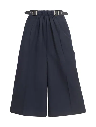 Loewe Women's Wool-blend Belted Crop Trousers In Blue