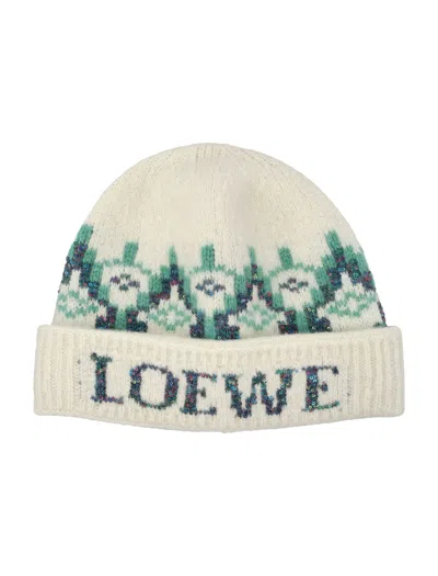Loewe Women's Wool-blend Hat In White Mint