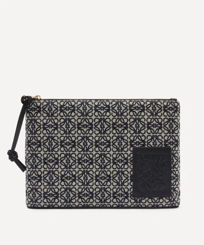 Loewe X Paula's Ibiza Anagram Oblong Jacquard Pouch In Navy / Black