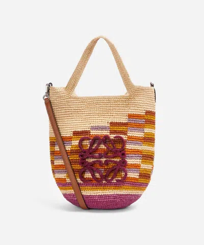 Loewe X Paula's Ibiza Slit Rainbow Mini Bag In Natural / Fuchsia