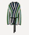Loewe + Paula's Ibiza Belted Striped Cotton-blend Bouclé Cardigan In Green