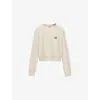 Loewe Womens Anagram-embroidered Cropped Wool-blend Jumper Ecru In Ecru