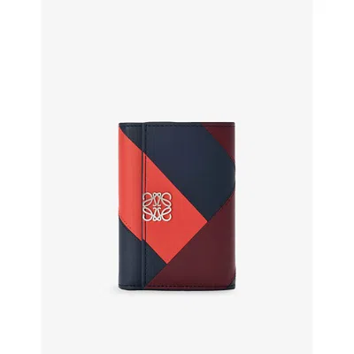 Loewe Womens Anagram Graphic Leather Wallet Multi Deep Navy