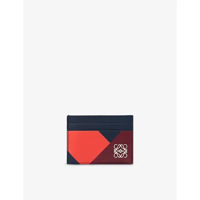 Loewe Womens Anagram Graphic-pattern Leather Card Holder Multi Deep Navy