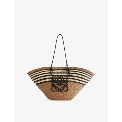 Loewe Womens Dark Khaki/black Anagram Large Palm Basket Bag In Multi