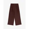 Loewe Womens Burgundy Anagram-logo Gathered-waist Silk-crepe Pyjama Trousers In Brown