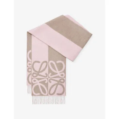 Loewe Anagram Jacquard-pattern Scarf In Neutral