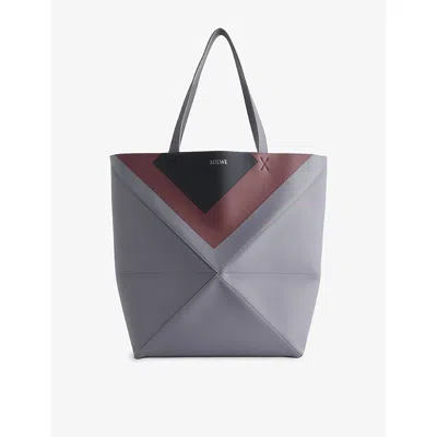 Loewe Womens Ardesia/deep Ruby  X Albers Xl Puzzle Fold Leather Tote Bag