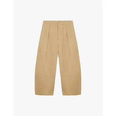 Loewe Womens Beige Balloon-leg Cropped Cotton Trousers In Brown