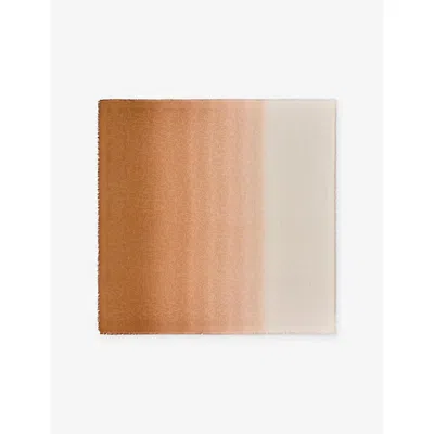 Loewe Womens Beige Brand-pattern Wool And Silk-blend Jacquard Scarf In Brown