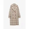 Loewe Womens Beige Double-breasted Checked Wool-cashmere Blend Coat In Multi
