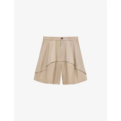 Loewe Womens Beige  X Paula's Ibiza Asymmetric-panel Cotton Shorts In Metallic