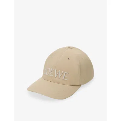 Loewe Womens Beige Logo-embroidered Cotton-canvas Cap In Sand