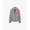 Loewe Womens Beige Melange Tailored Ruched-back Wool-blend Jacket In Animal Print