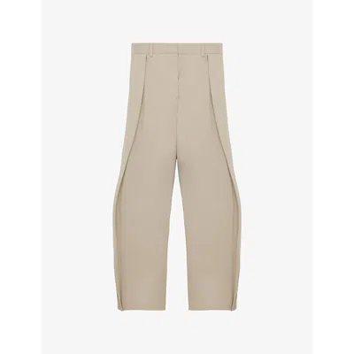 Loewe Womens Beige Wide-leg Side-flap Cotton-blend Trousers In Neutral