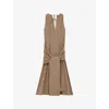 Loewe Womens Beige Wrap-tie Sleeveless Cotton Midi Dress In Brown