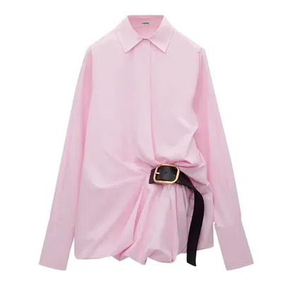 Loewe Womens Belted Cotton-blend Shirt In Pink