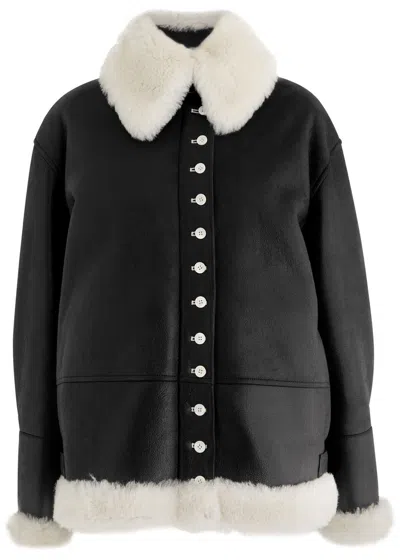 Loewe Womens Black & White Shearling Leather Jacket Uk8/s