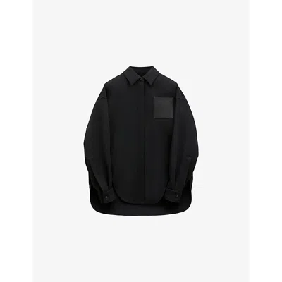 LOEWE WOMENS BLACK CONTRAST-PANEL WOOL AND CASHMERE-BLEND SHIRT
