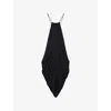 Loewe Womens Black Draped Anagram-hardware Silk Midi Dress In Black