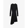 Loewe Draped Asymmetric Midi Dress In Black