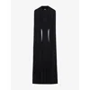 Loewe Womens Black Draped Cape-sleeve Silk Maxi Dress In Black
