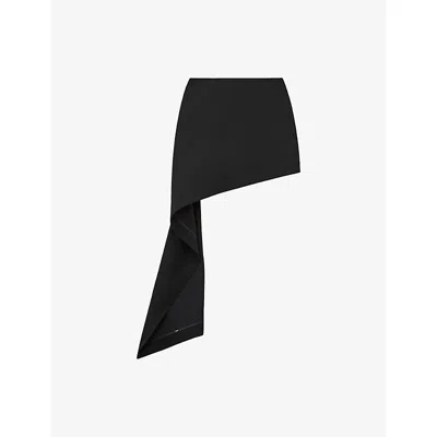 Loewe Womens Black Draped-side Asymmetric-hem Cotton-blend Mini Skirt