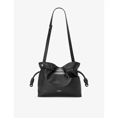 Loewe Womens  Flamenco Panta Medium Leather Clutch Bag In Black