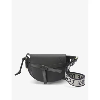 Loewe Womens Black Gate Dual Mini Leather Cross-body Bag