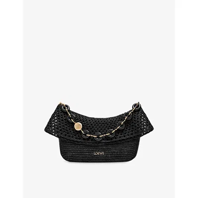 Loewe Womens Black  X Paula's Ibiza Ola Medium Raffia Shoulder Bag