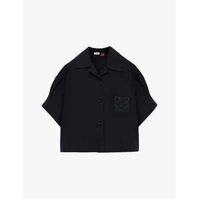 Loewe Womens Black  X Paula's Ibiza Short-sleeve Cotton-blend Shirt