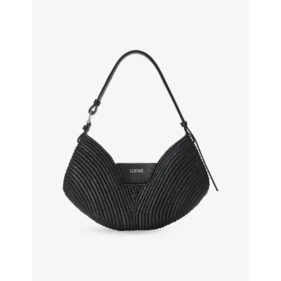 Loewe Woven Shoulder Bag In Black