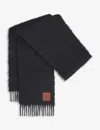 Loewe Womens Black Logo-embossed Mohair Scarf