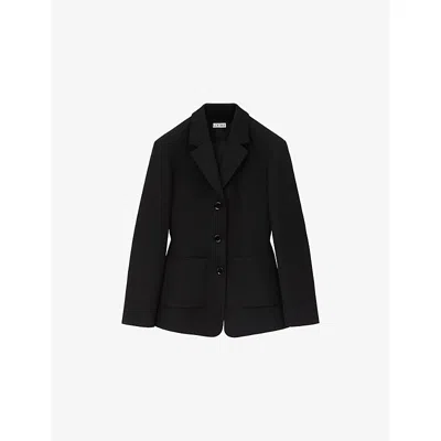 Loewe Womens Black Notch-lapel Single-breasted Wool Blazer