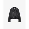 Loewe Womens  Notched-collar Zipped Leather Biker Jacket In Black