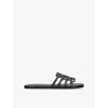 Loewe Petal Anagram Leather Flat Sandals In Black